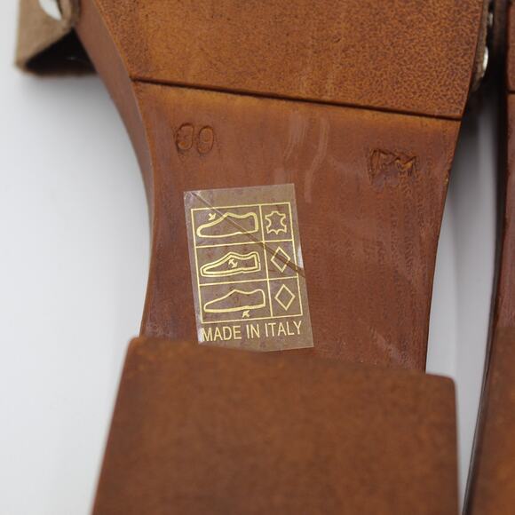 Anthropologie Wood Clog Sandals 39 Womens 8.5 Brown Suede Block Heel Buckle Y2K - Picture 8 of 8